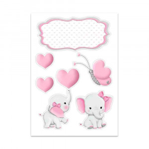 Вафельная картинка Розовые слоники