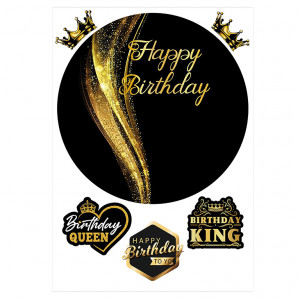 Вафельная картинка С Днём рождения король, королева