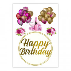 Вафельна картинка Happy Birthday з повітряними кульками