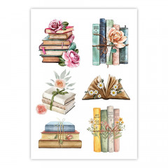 Вафельная картинка Книги с цветами