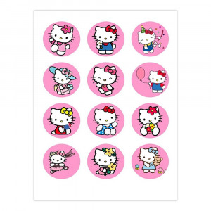 Вафельная картинка на капкейки Hello Kitty