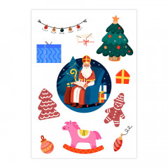 Вафельна картинка Святий Миколай готує подарунки