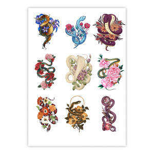 Вафельная картинка Змеи с цветами