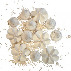 Меренга с цветами и посыпкой Белая с белым блеском