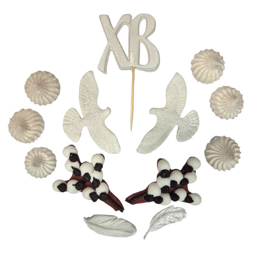 Набор сахарных украшений Голуби и веточки ивы