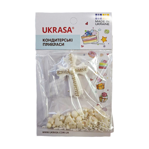 Набор белый крестик с белой посыпкой