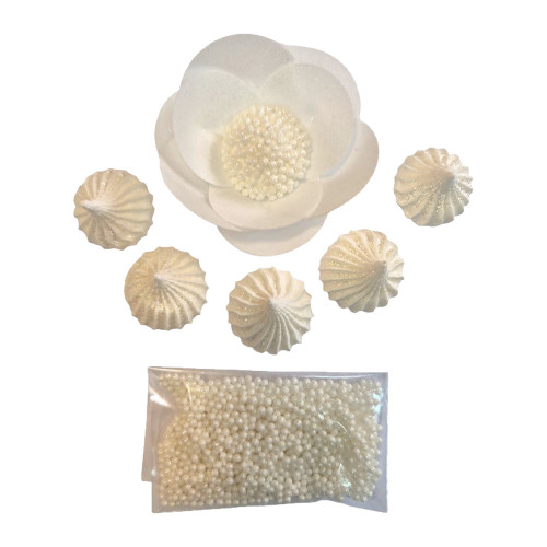 Набор съедобного декора Вафельный с посыпкой Белый