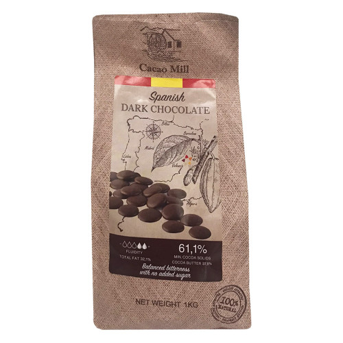 Шоколад черный без сахара Natra Cacao 61% Испания 1 кг