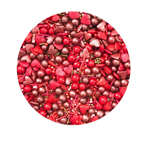 Кондитерская посыпка Перламутровый микс с шариками, красный, 100 г