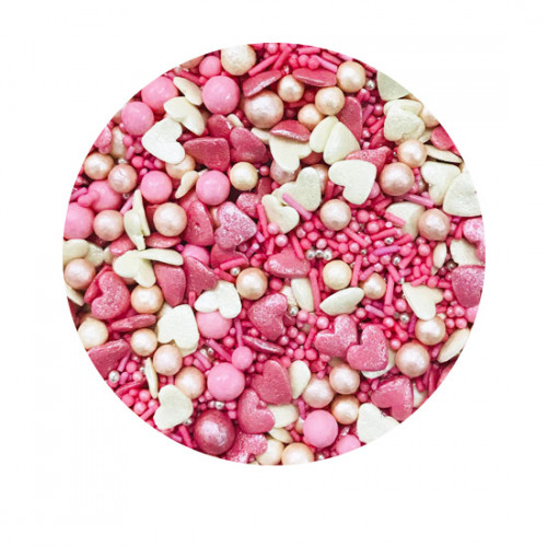 Кондитерська посипка Перламутровий мікс з кульками, рожевий, 100 г