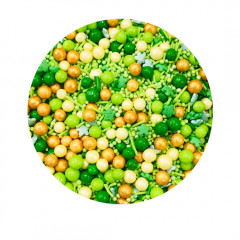 Кондитерська посипка Перламутровий мікс з кульками, салатовий, 100 г