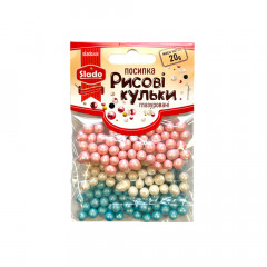  Рисові кульки глазуровані Рожево-біло-блакитний мікс Slado 20г