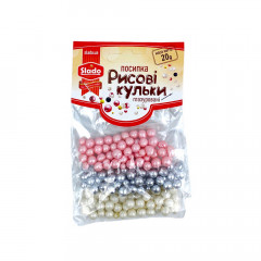  Рисові кульки глазуровані Рожево-біло-срібний мікс Slado 20г