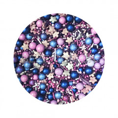Кондитерська посипка Перламутровий мікс з кульками, фіолетовий, 100 г