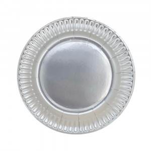 Тарелка бумажная фольгированная Серебро 17 см 6 шт