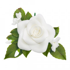 Цукрова прикраса Букет з білою трояндою, 110 мм
