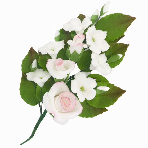 Цукрова прикраса Букет троянд білий, 180 мм