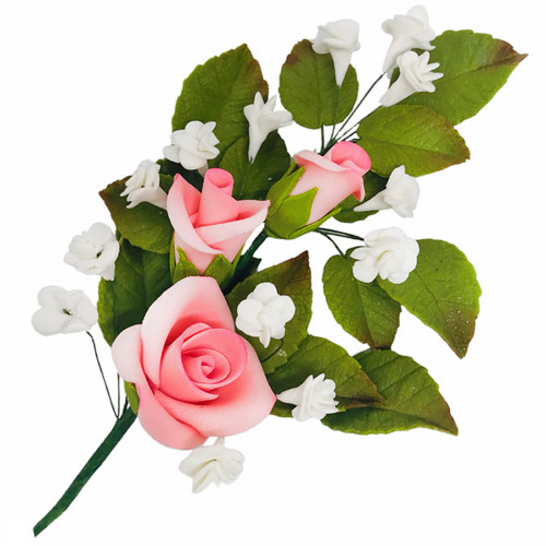 Цукрова прикраса Букет троянд рожевий, 180 мм