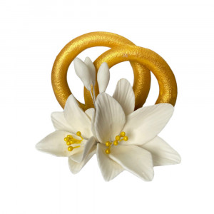 Сахарное украшение Кольца золотые с лилиями