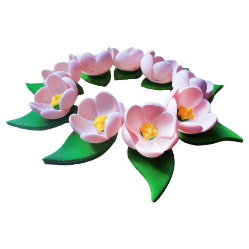 Набор сахарных украшений Крокусы розовые с листочками