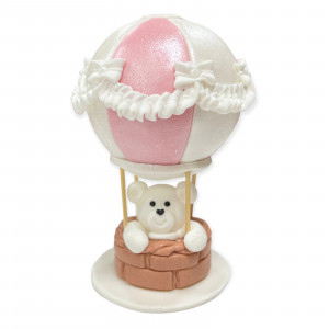 Цукрова прикраса Ведмедик на рожевій повітряній кулі