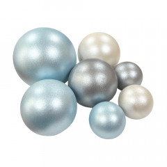 Шоколадные Сферы перламутровые Голубой-серебряно-белый микс 7 шт