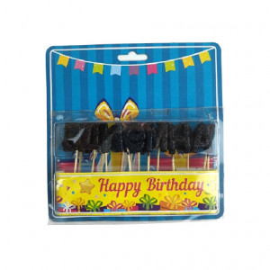 Набір свічок для торта З Днем народження Чорні блискучі