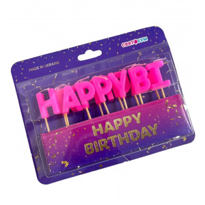 Набір свічок для торта Happy Birthday Рожеві