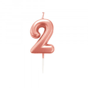 Свічка-цифра для торта рожеве золото 2
