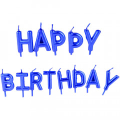 Набір свічок для торта Happy Birthday синій