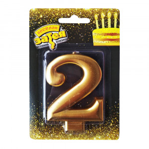 Свічка-цифра для торта золота 2