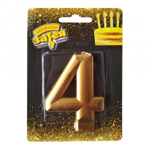 Свічка-цифра для торта золота 4
