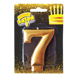 Свічка-цифра для торта золота 7