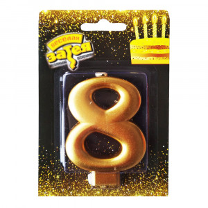 Свічка-цифра для торта золота 8