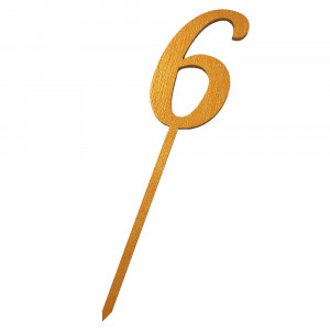 Деревянный топпер-цифра золотой 6
