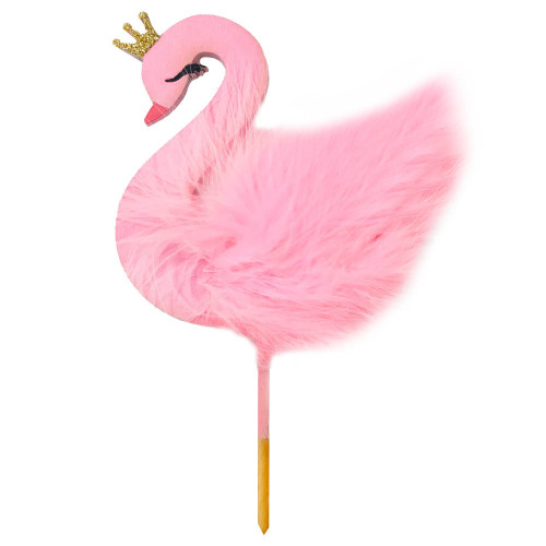 Акриловый топпер Розовый лебедь в короне