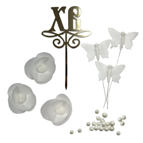 Набор вафельного декора с топером и шарики Пасхальный белый