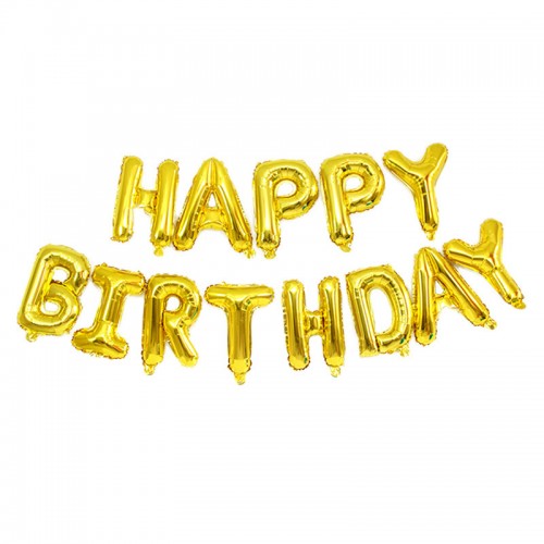 Фольгированные буквы Happy Birthday Золото