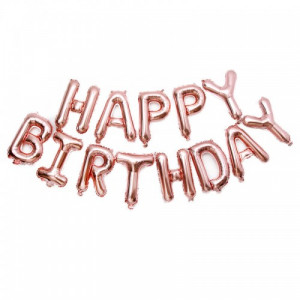 Фольгированные буквы Happy Birthday Розовое Золото