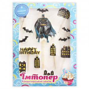 Набор съедобных топперов Бэтмен Happy birthday