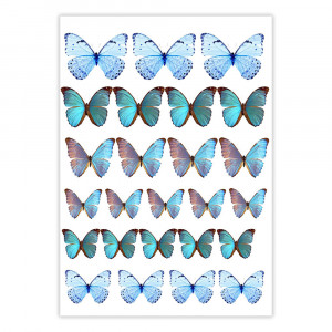 Вафельная картинка Бабочки Голубые