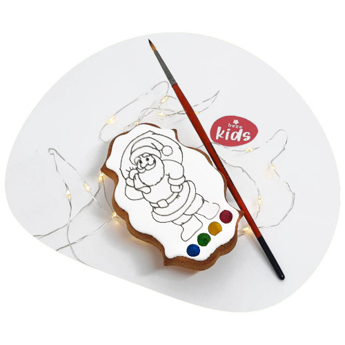Медово-имбирный пряник-раскраска с кисточкой beze KIDS Санта