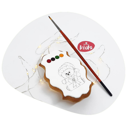 Медово-имбирный пряник-раскраска с кисточкой beze KIDS Мишка