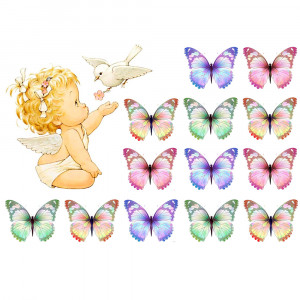 Вафельная картинка Ангелок с бабочками