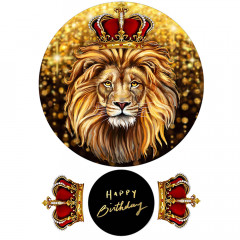 Вафельная картинка Лев с красной короной