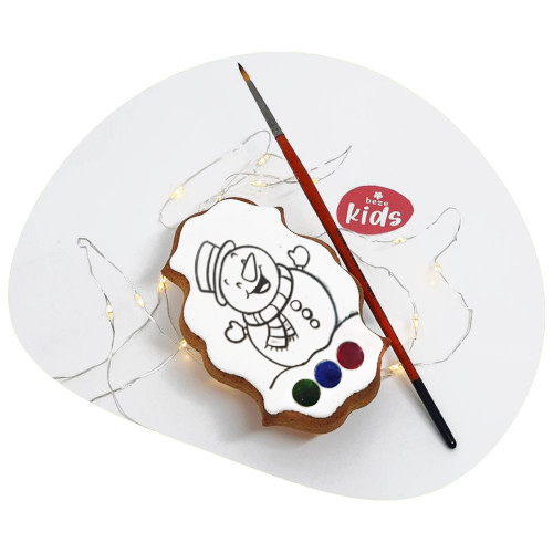 Медово-імбирний пряник-розмальовка з пензликом beze KIDS Радісний сніговик