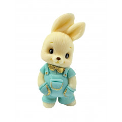 Шоколадна фігурка Зайка хлопчик білий в блакитному костюмі