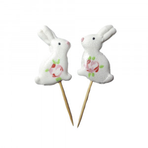 Сахарный декор Зайка-писанка на палочке 2 шт