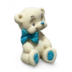 Шоколадная фигурка Мишка Тедди Белый с голубым бантиком
