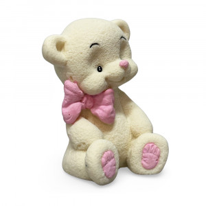 Шоколадная фигурка Мишка Тедди Белый с розовым бантиком